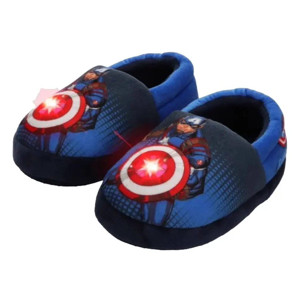 NEW Toddler Boys Size 7/8 Marvel Avengers LIGHT UP SLIPPERS Captain America